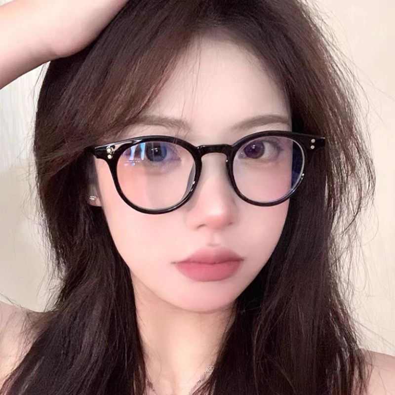 Korean style small round frame myopia glasses for women professional can be equipped with prescription plain makeup artifact internet celebrity flat eye frame
