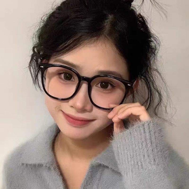 Black-frame plain glasses, blue light, Korean version, trendy large-frame myopia, can be equipped with flat light glasses, artifact eye frame