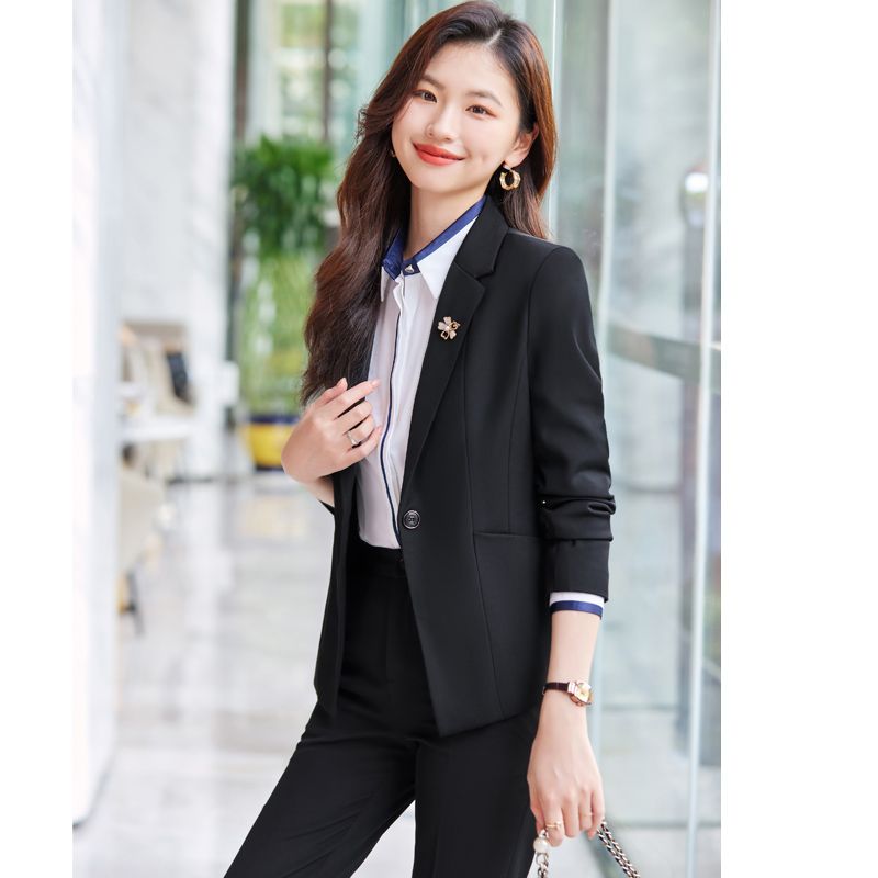 Black suit jacket for women autumn and winter  high-end professional wear temperament goddess style formal wear small suit suit
