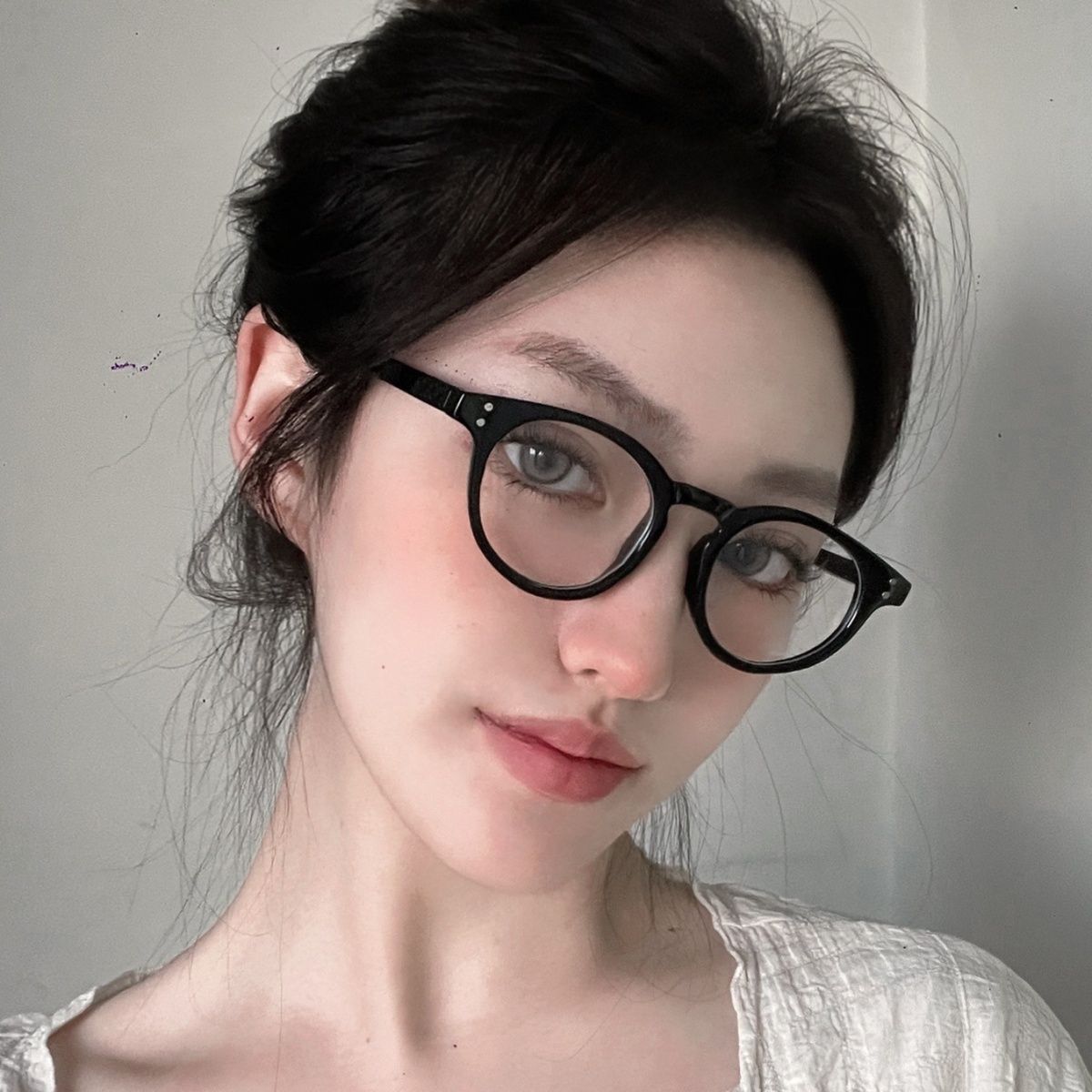 Korean style small round frame myopia glasses for women professional can be equipped with prescription plain makeup artifact internet celebrity flat eye frame