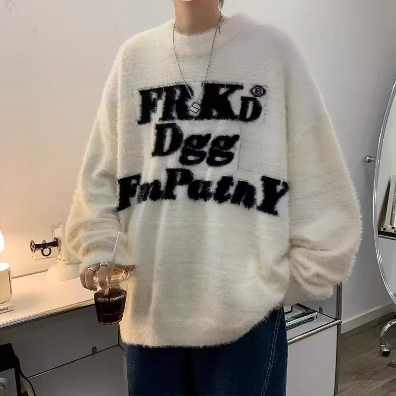 美式復古毛衣男女秋冬款vintage小眾高級感針織衫街頭寬鬆外套ins