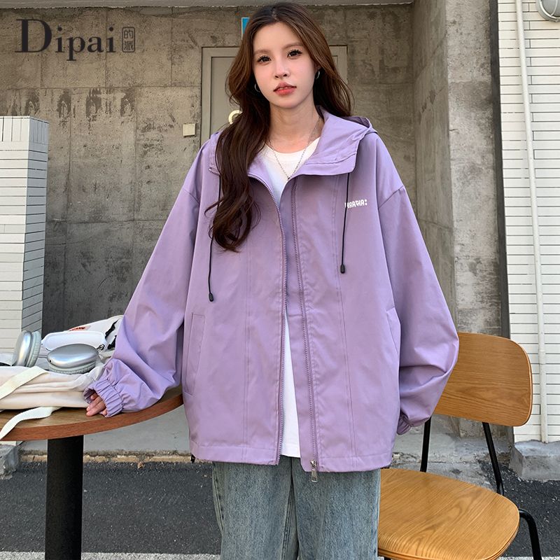 Dipai 美式戶外登山服衝鋒衣夾克潮牌秋季新款寬鬆運動學院風外套