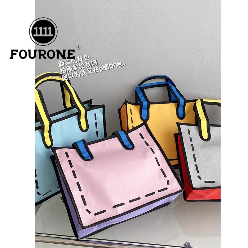 Japanese canvas bag women's new shoulder handbag two-dimensional cartoon bag large capacity tote bag