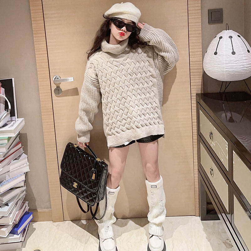 女童毛衣2023年新款洋氣兒童秋冬針織衫加厚中大童女孩高領打底衫