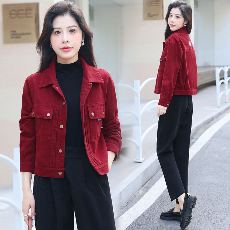 牛仔外套女2023秋季新款韓版寬鬆休閒短款女士春秋翻領夾克上衣潮