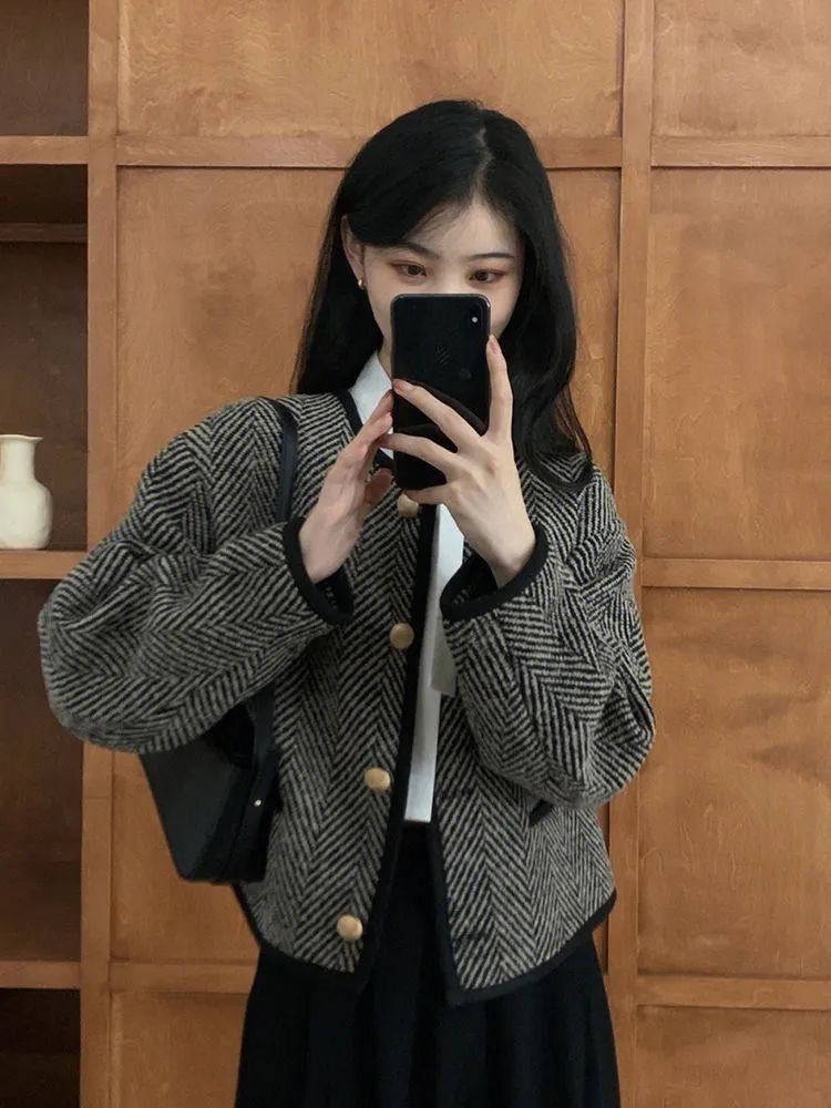 法式復古森女系小香風外套女秋冬新款高級感小個子短款夾克上衣