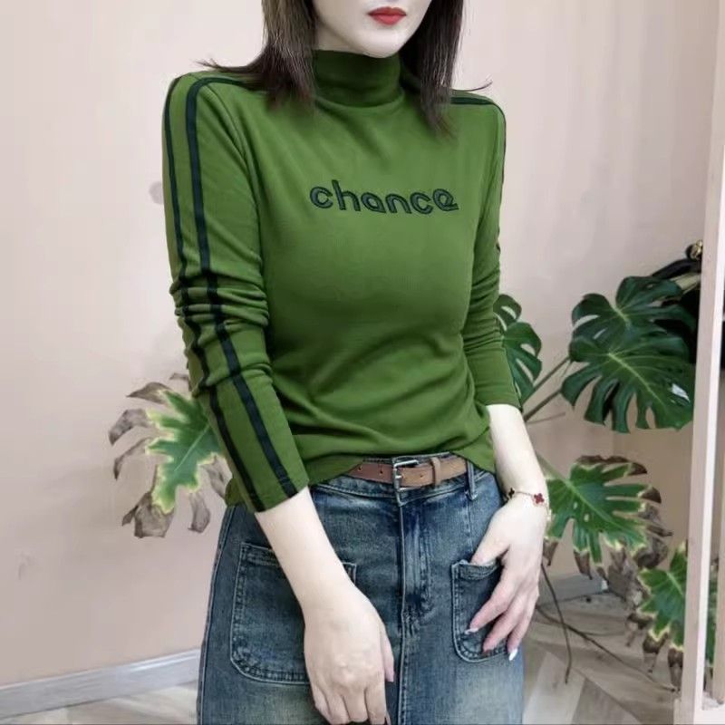 秋冬新款時尚打底衫百搭顯瘦長袖T恤半高領加厚今年好看流行上衣