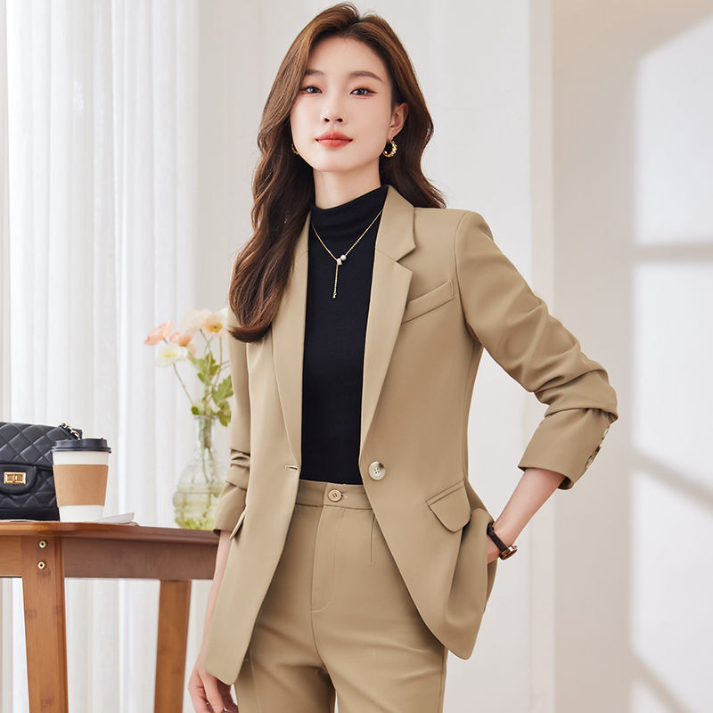 Black suit suit women's jacket 2023 autumn and winter new temperament goddess style interview formal wear professional wear work clothes