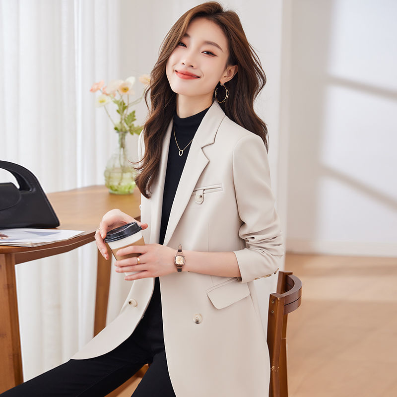 High-end black suit jacket for women spring and autumn  new casual Korean style loose large size temperament suit winter