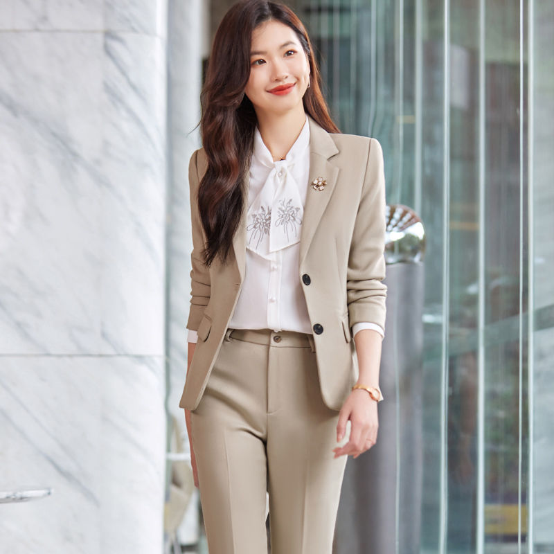 Apricot suit women's autumn and winter 2023 new high-end professional wear small interview formal work clothes suit