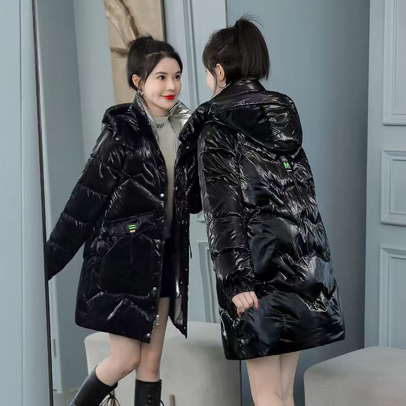 冬季保暖加厚棉服中長款連帽2023新款女時尚連帽大碼寬鬆棉衣外套