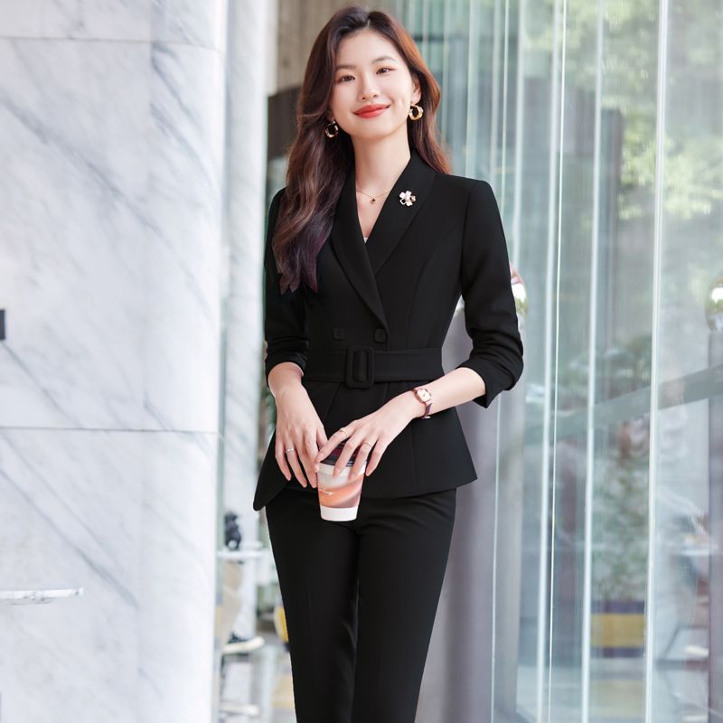 High-end suit suit for women, autumn and winter professional wear, temperament goddess style host formal suit work clothes