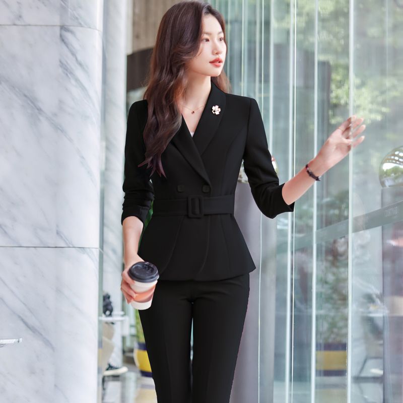 High-end suit suit for women, autumn and winter professional wear, temperament goddess style host formal suit work clothes