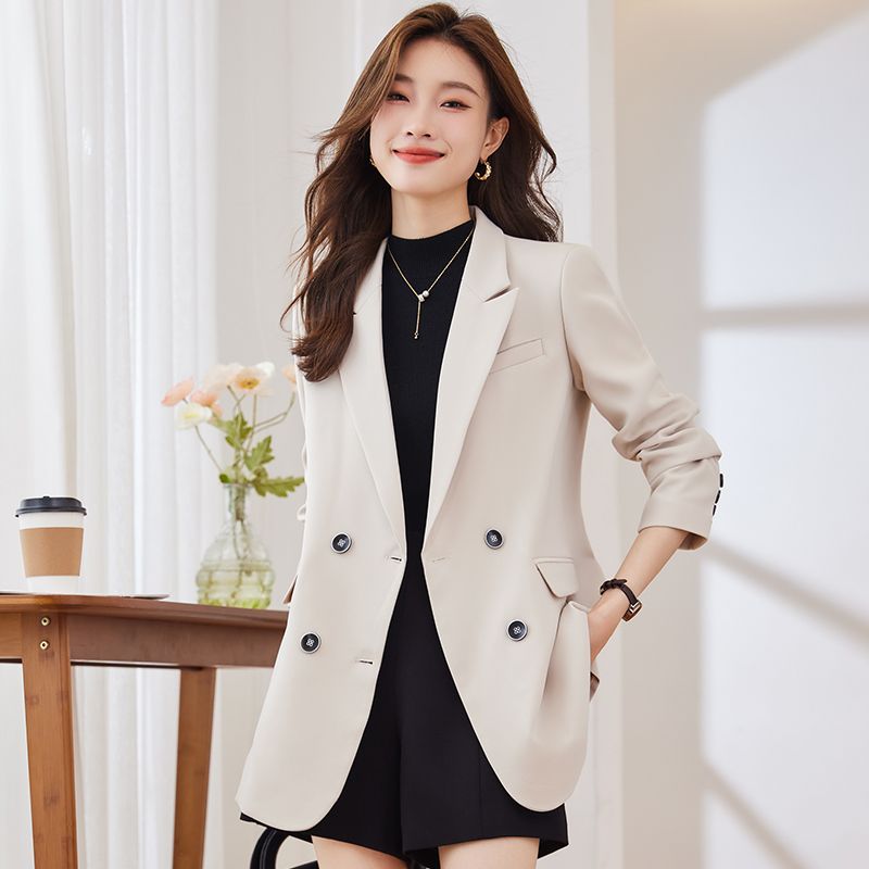 Off-white suit jacket for women autumn and winter 2023 new niche design loose temperament casual suit top