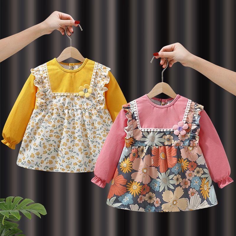 Baby smock, children's apron, reverse dressing, baby eating bib, autumn and winter long-sleeved waterproof and anti-dirty protective clothing for baby girls