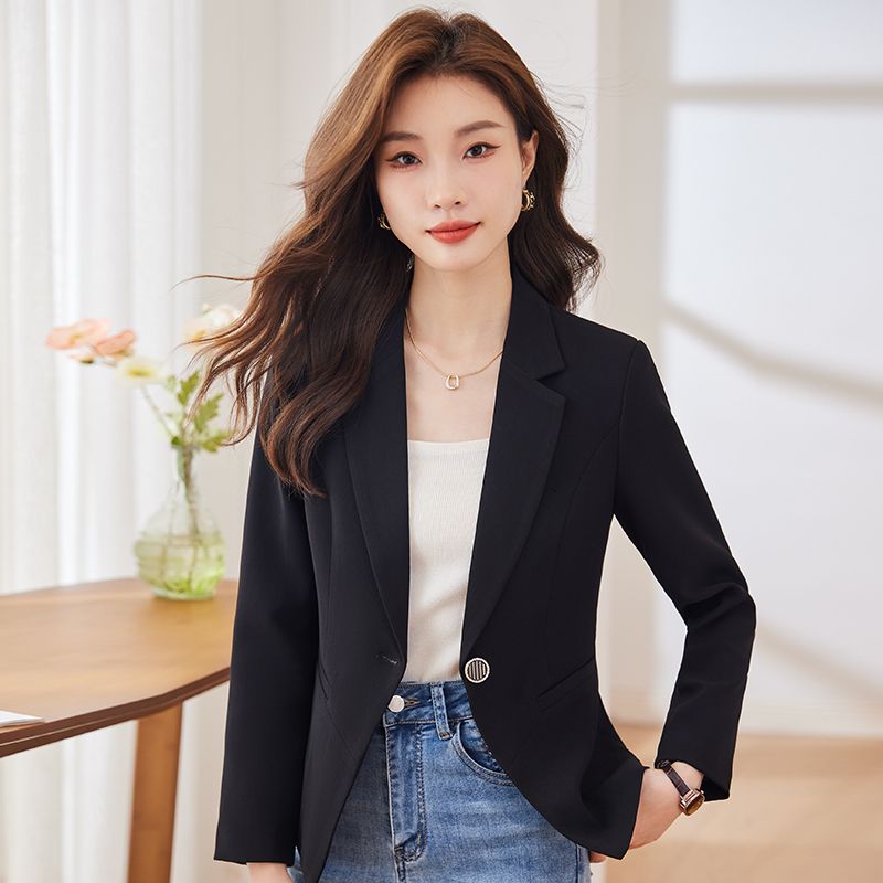 Black suit jacket for women short style 2023 new spring and autumn temperament ladies small suit tops high-end