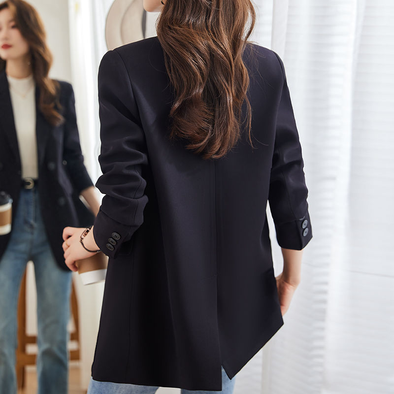 High-end black suit jacket for women spring and autumn  new casual Korean style loose large size temperament suit winter