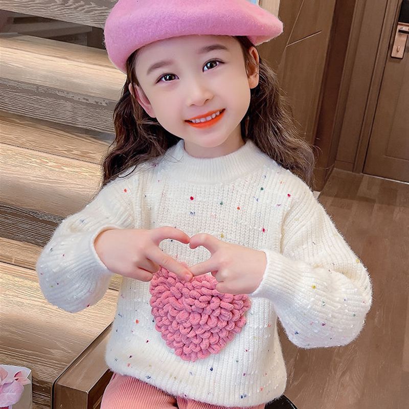 Girls autumn sweater new little girl pullover sweater fashionable children long-sleeved fashionable warm thickened sweater