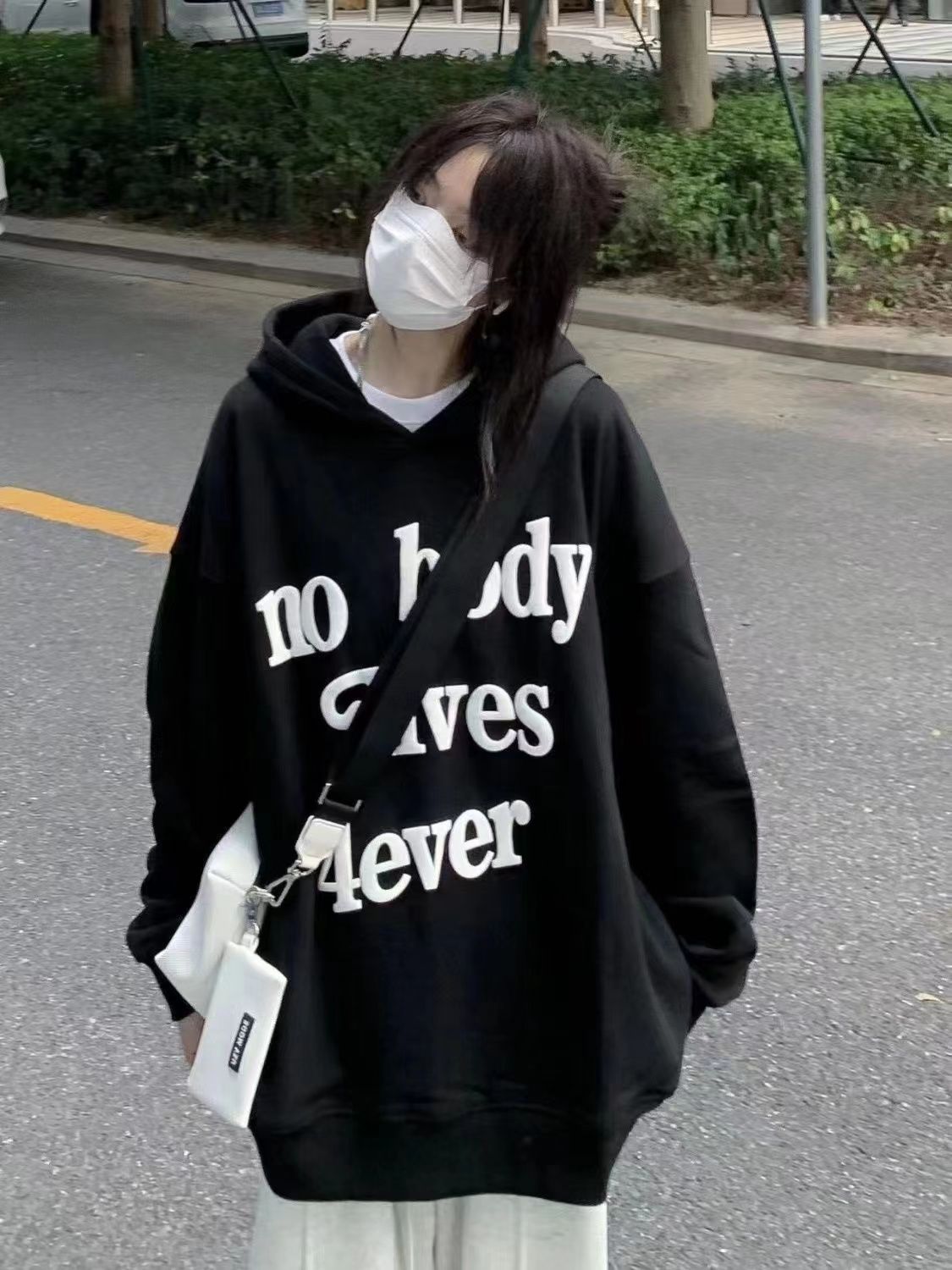 高街美式復古字母印花衛衣女設計感小眾寬鬆情侶裝慵懶風連帽衛衣