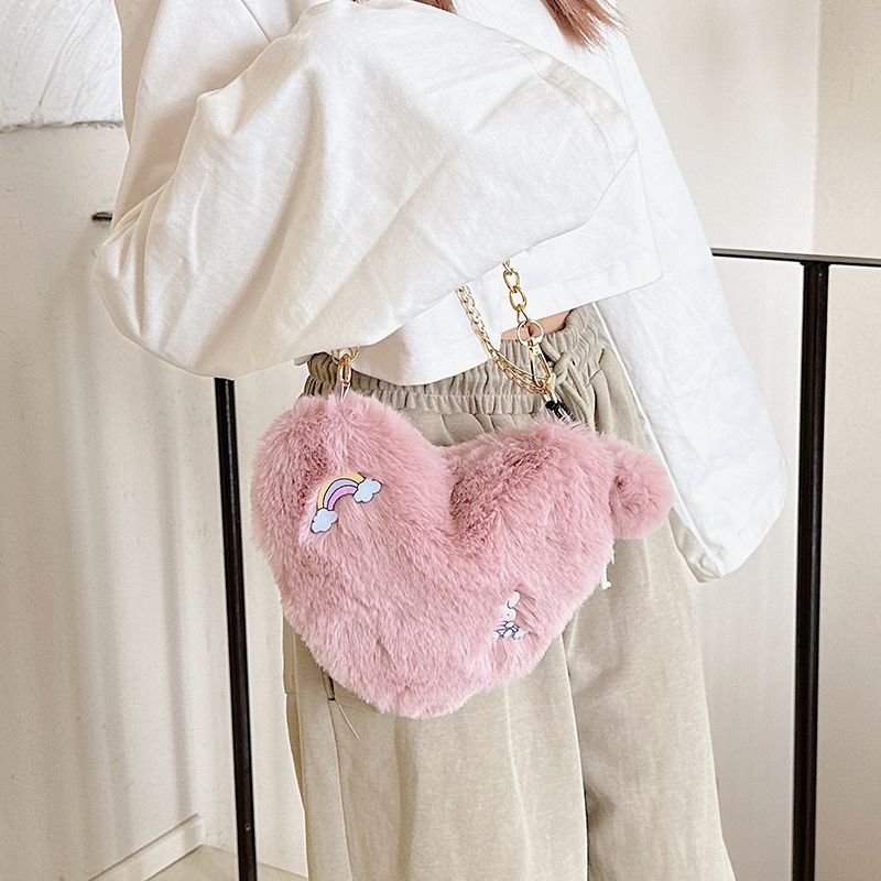 /New small bags for autumn and winter, new fashionable love fur bags, plush shoulder crossbody bags