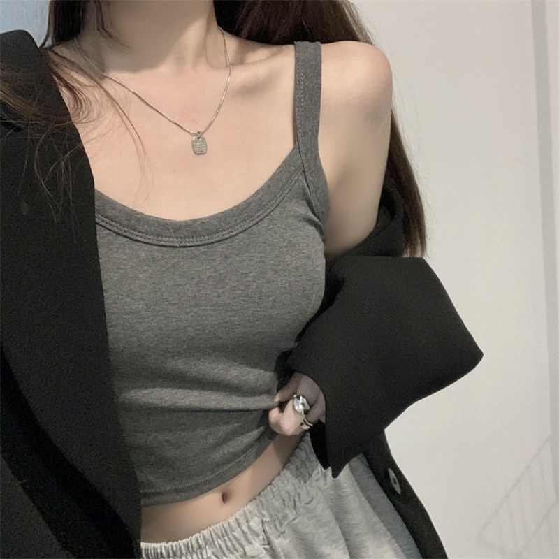 美拉德吊帶背心女內搭文胸一體夏季美背內衣外穿打底無袖抹胸上衣