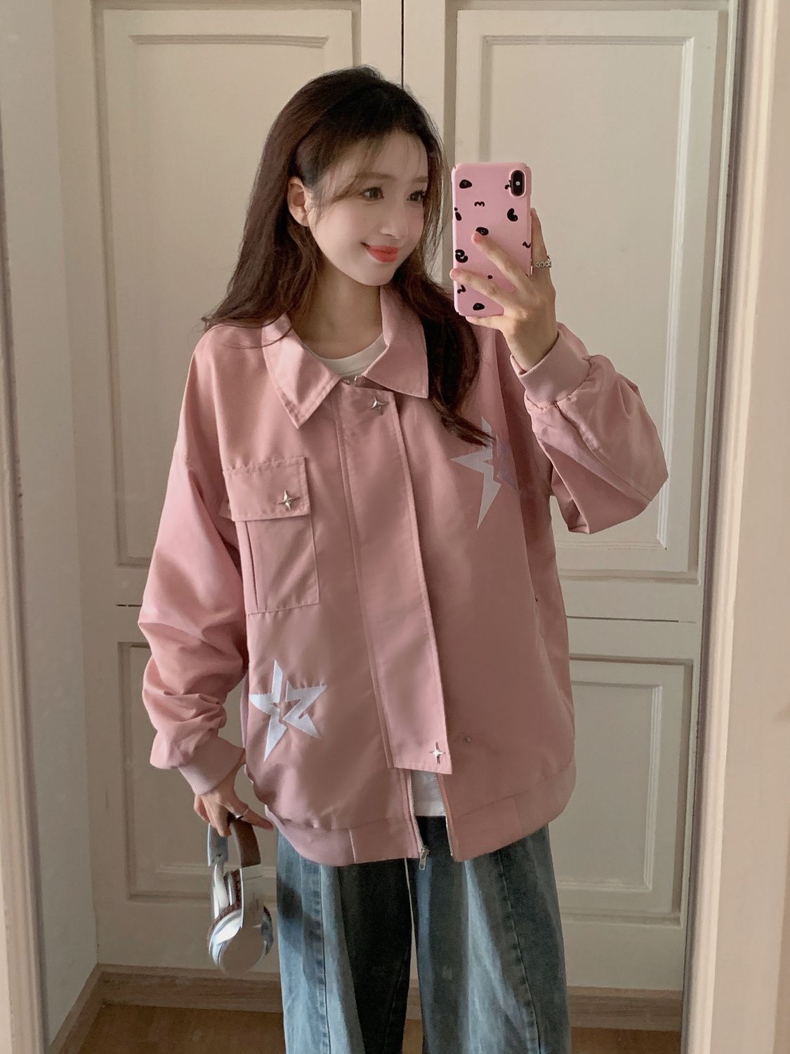 American high street niche jacket 2023 autumn and winter new loose hiphop couple jacket top embroidered baseball uniform