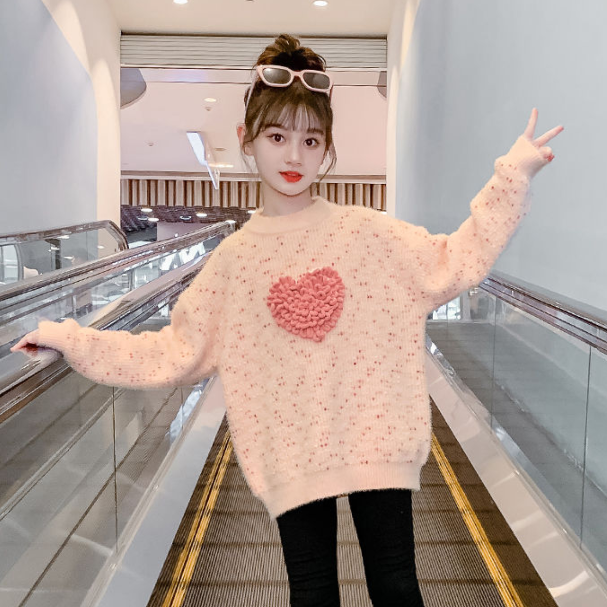女童毛衣冬季2023新款洋氣兒童打底衫秋冬裝針織衫保暖圓領毛線衣