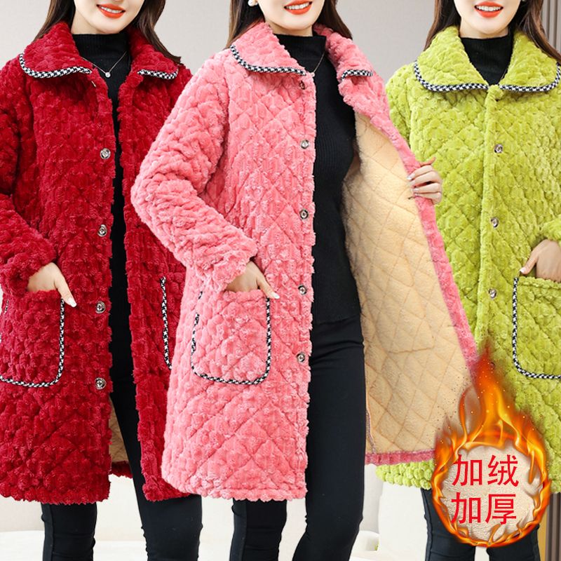 2023款加絨加厚家居服外套外穿女冬年輕人洋氣年輕漂亮棉罩衣冬季