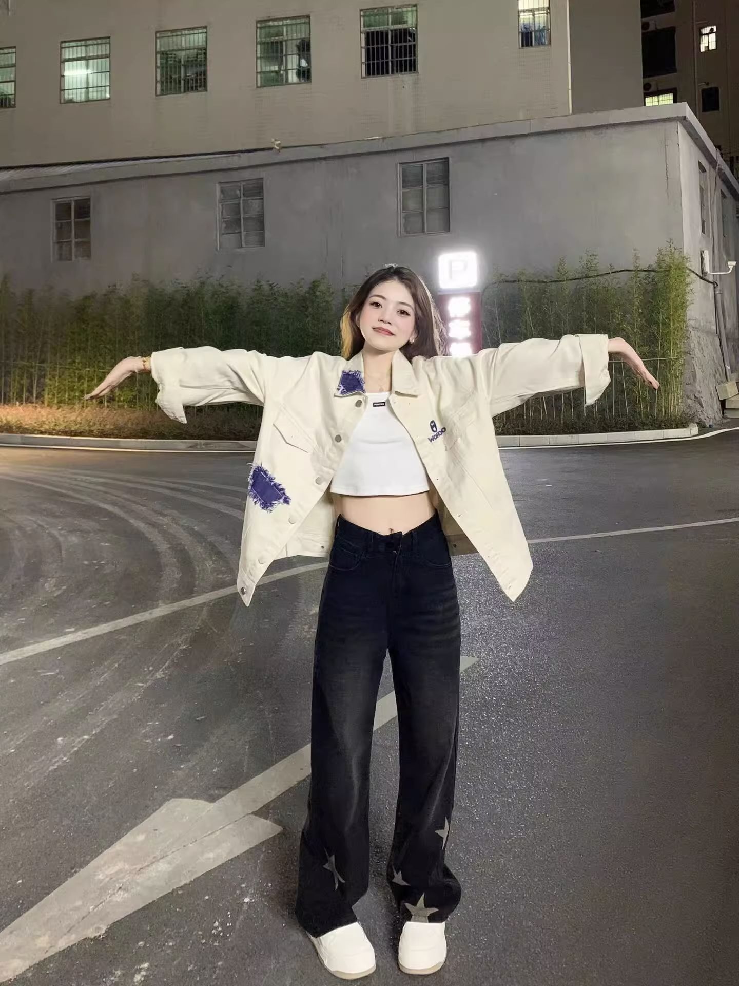 美式小眾設計感闊腿牛仔褲女秋冬季新款爆款復古寬鬆顯瘦直筒褲子