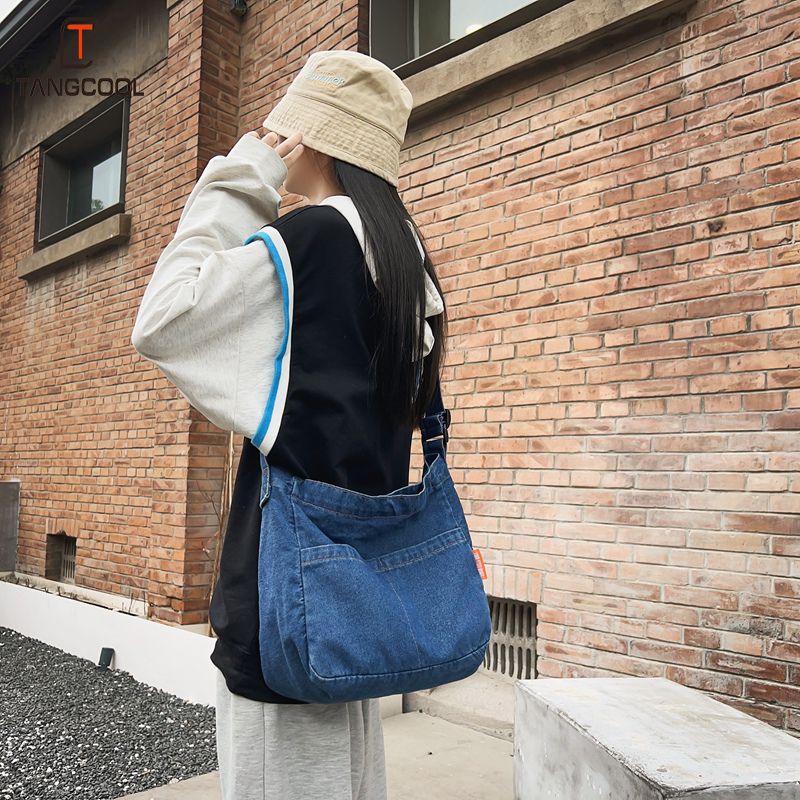 /Retro college casual lazy style large capacity class backpack denim bag women's shoulder bag