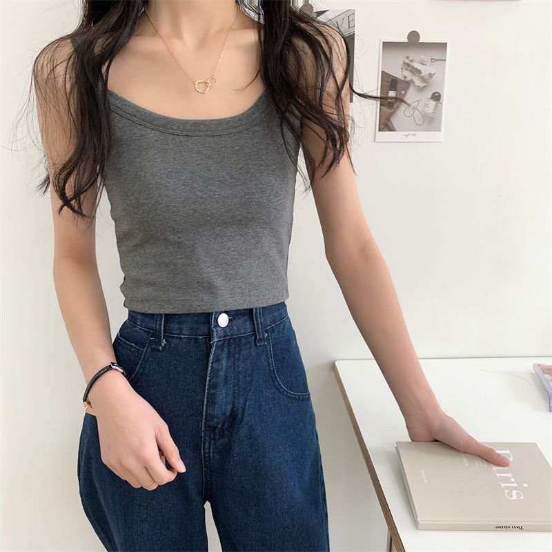 辣舞家2021新款韓版純色吊帶背心女秋季內搭外穿修身顯瘦百搭上衣