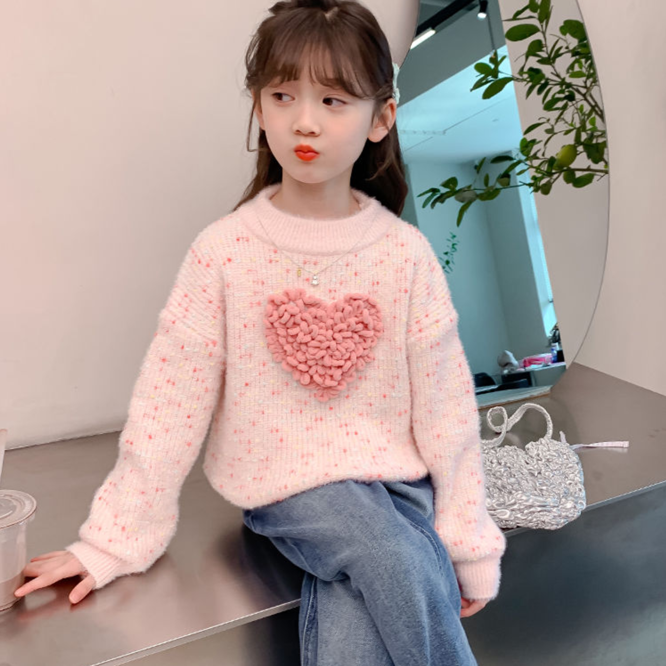 Girls' Sweaters Autumn and Winter 2023 New Style Children's Style Winter Korean Knitted Sweaters Warm Tops for Girls