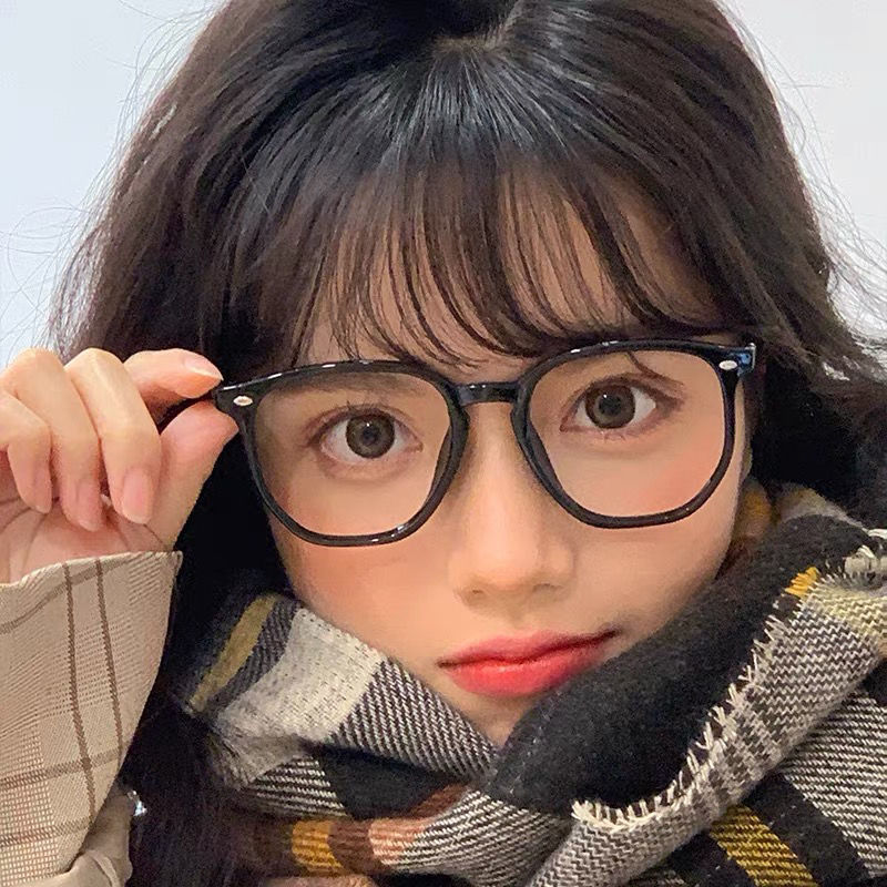 Black frame black large frame glasses Korean version trendy myopia ins slimming no makeup artifact blue light can be adjusted to the degree