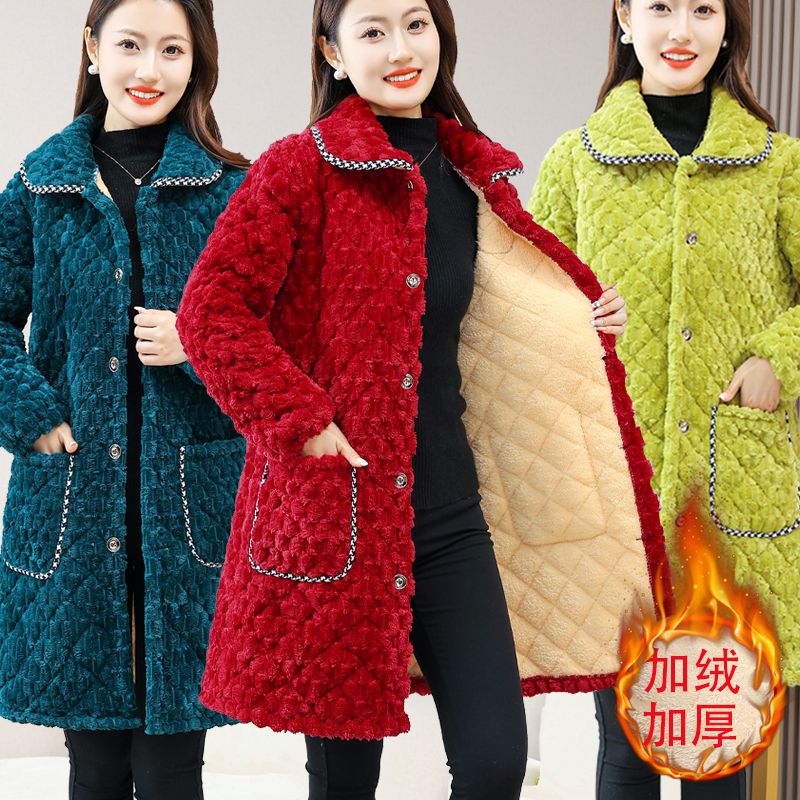 2023款加絨加厚家居服外套外穿女冬年輕人洋氣年輕漂亮棉罩衣冬季