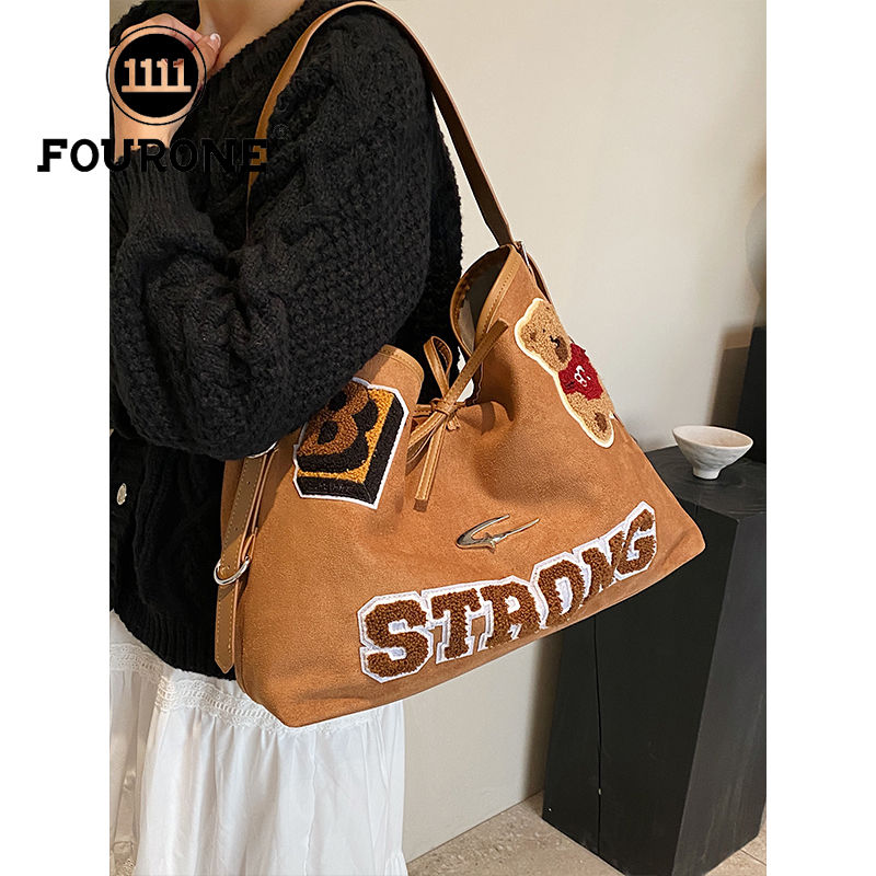 Large-capacity bag for women, versatile new retro casual shoulder bag, simple texture, commuter tote bag