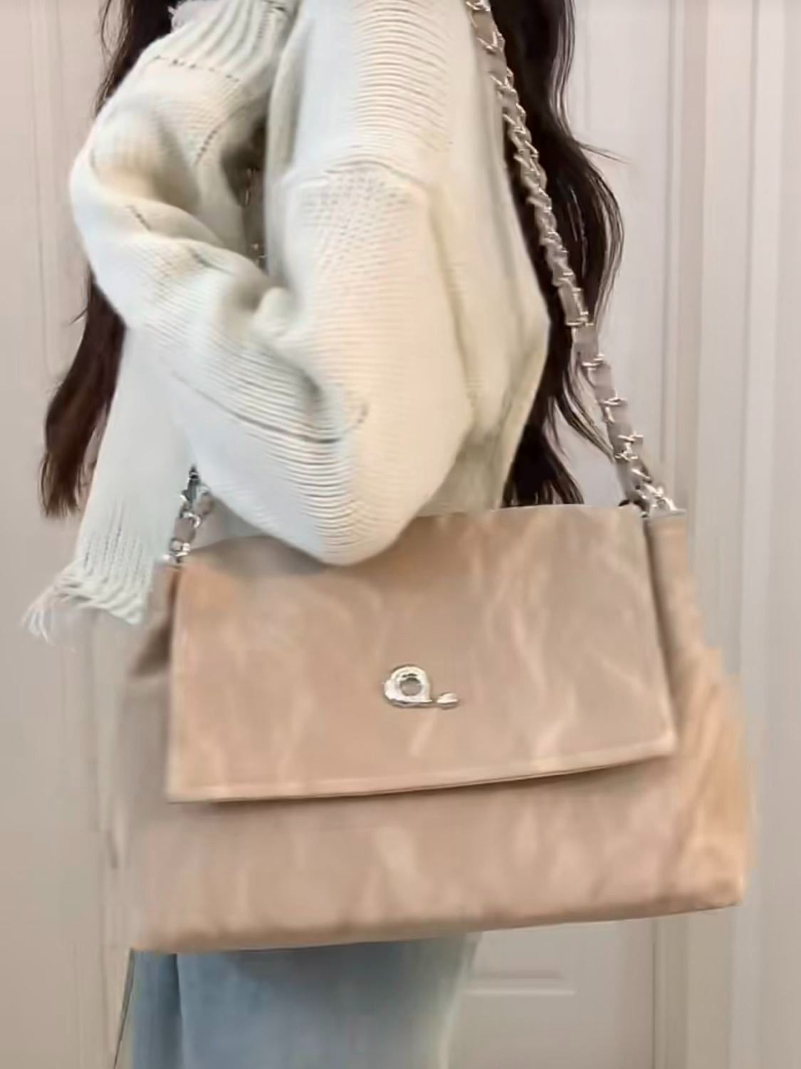 2023新款高級感小眾設計大容量女包時尚鏈條托特包通勤百搭腋下包