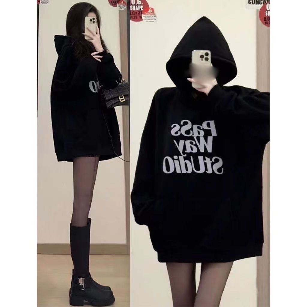 春秋冬連帽衛衣oversize寬鬆垂墜感洋氣慵懶ins小眾情侶美式外套