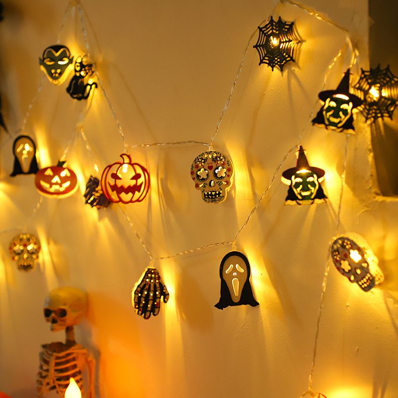 New Halloween luminous skull pumpkin ghost combination LED string Ghost Festival party decoration atmosphere light_voghion.com