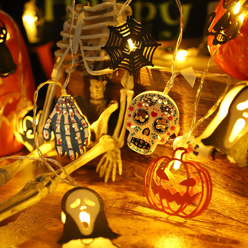 New Halloween luminous skull pumpkin ghost combination LED string Ghost Festival party decoration atmosphere light_voghion.com