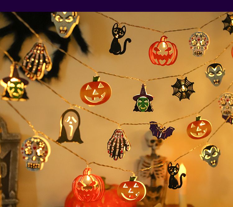 New Halloween luminous skull pumpkin ghost combination LED string Ghost Festival party decoration atmosphere light_voghion.com