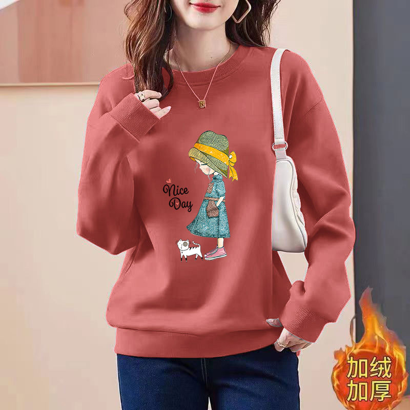 高品質衛衣女寬鬆韓版春秋款長袖套頭大碼女裝上衣圓領加絨外套潮