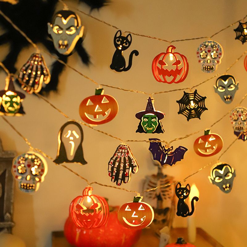 New Halloween luminous skull pumpkin ghost combination LED string Ghost Festival party decoration atmosphere light_voghion.com