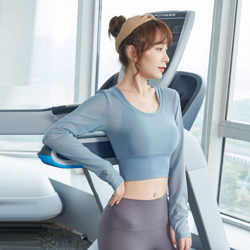 【】Authentic yoga tops for female Internet celebrities, tight-fitting, slimming, dance fitness, running, long-sleeved sportswear