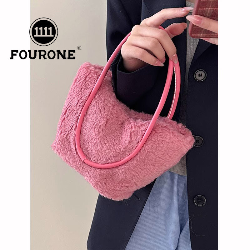 Korean plush bag for women, new fashionable portable small tote bag, cute and versatile cross-body furry bag