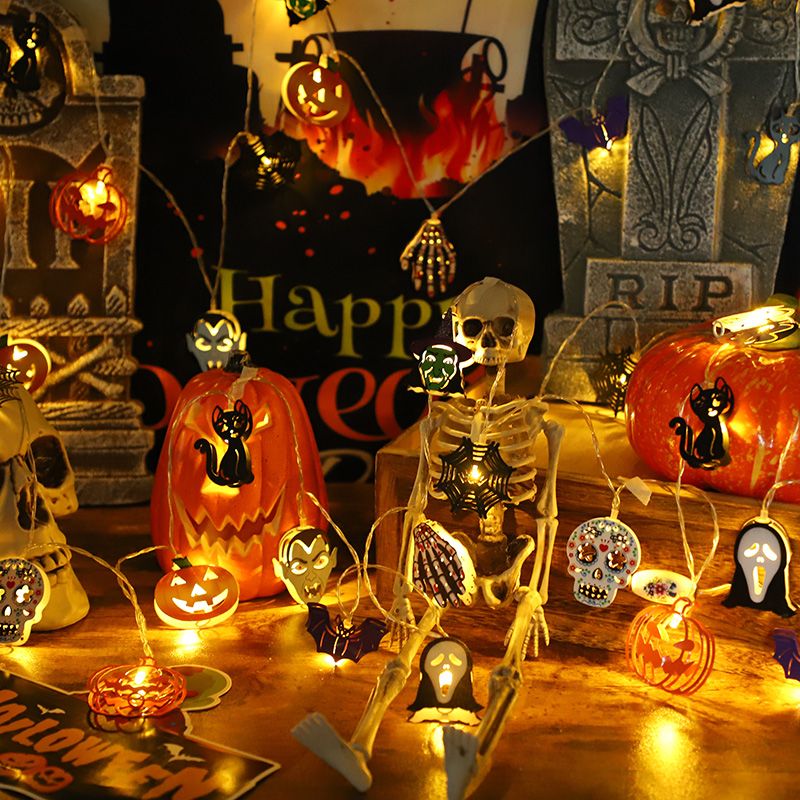 New Halloween luminous skull pumpkin ghost combination LED string Ghost Festival party decoration atmosphere light_voghion.com