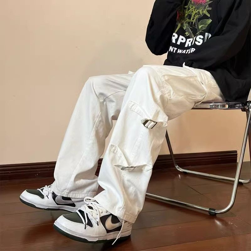 美式高街工裝褲子男秋季vibe潮牌寬鬆百搭休閒褲小眾設計感直筒褲