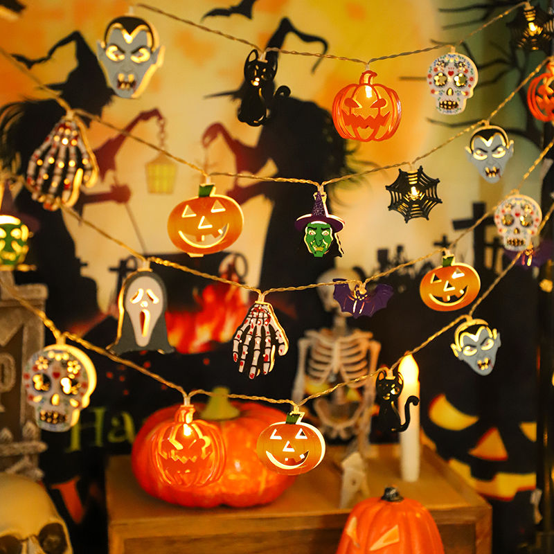 New Halloween luminous skull pumpkin ghost combination LED string Ghost Festival party decoration atmosphere light_voghion.com