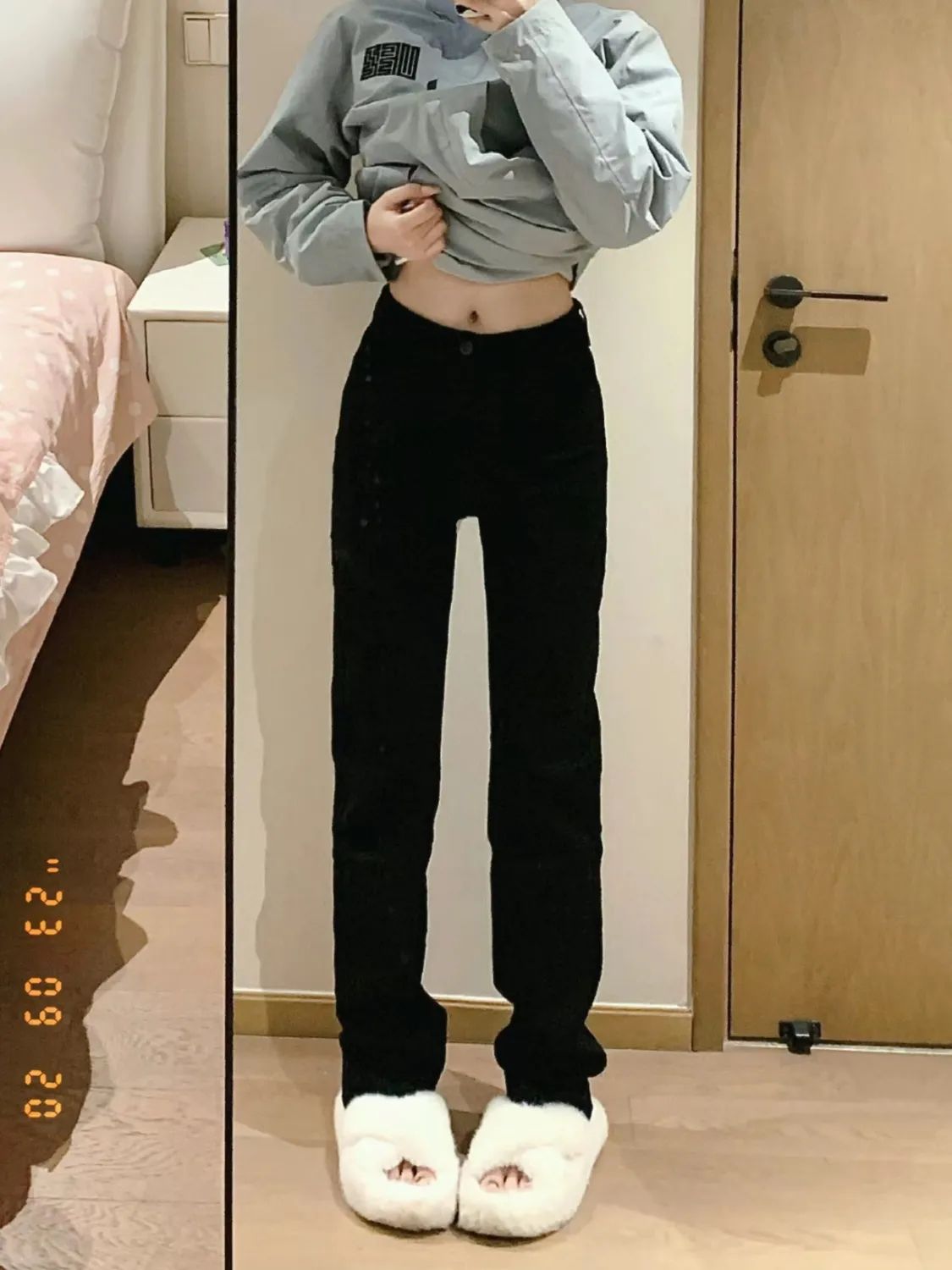 黑色直筒牛仔褲女春秋新款高腰修身顯瘦港味闊腿褲拖地褲子潮ins