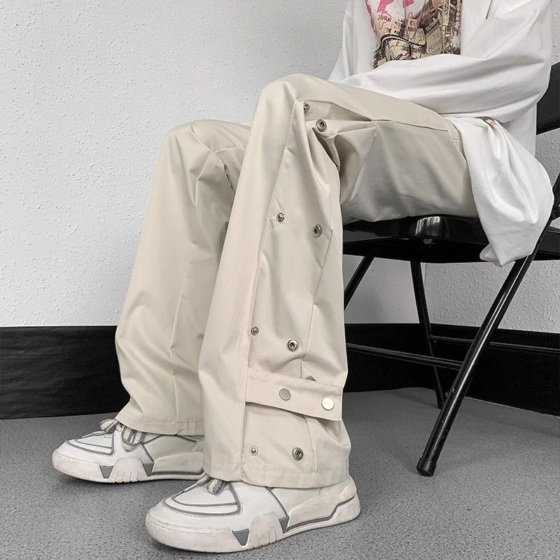 微喇工裝褲子秋季潮牌vibe寬鬆直筒長褲美式高街hiphop潮男休閒褲