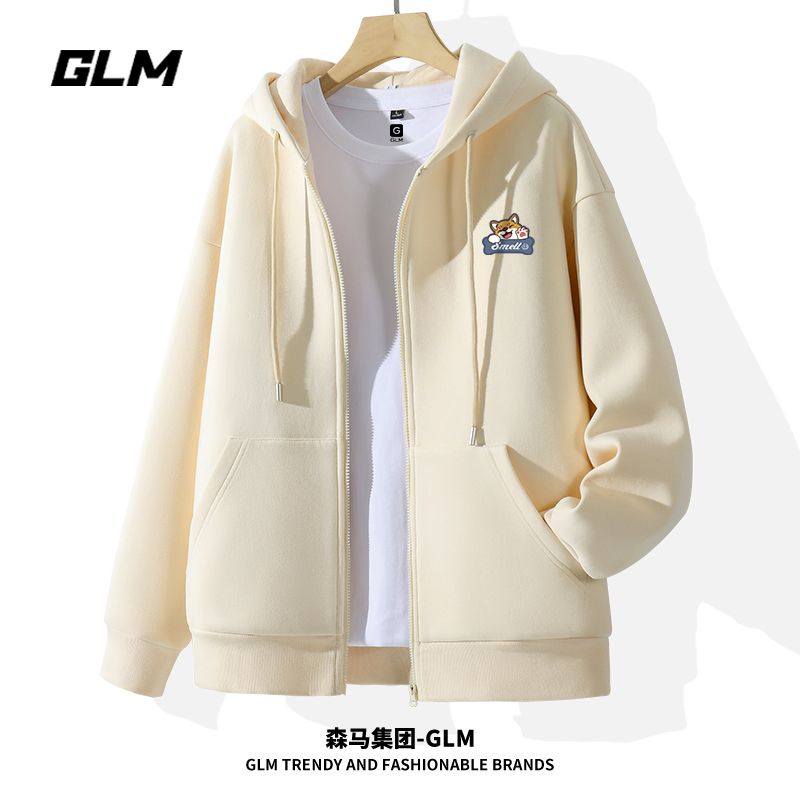 GLM 森马集团品牌GLM美式hiphop重磅潮牌开衫卫衣男春秋季肌理感外套